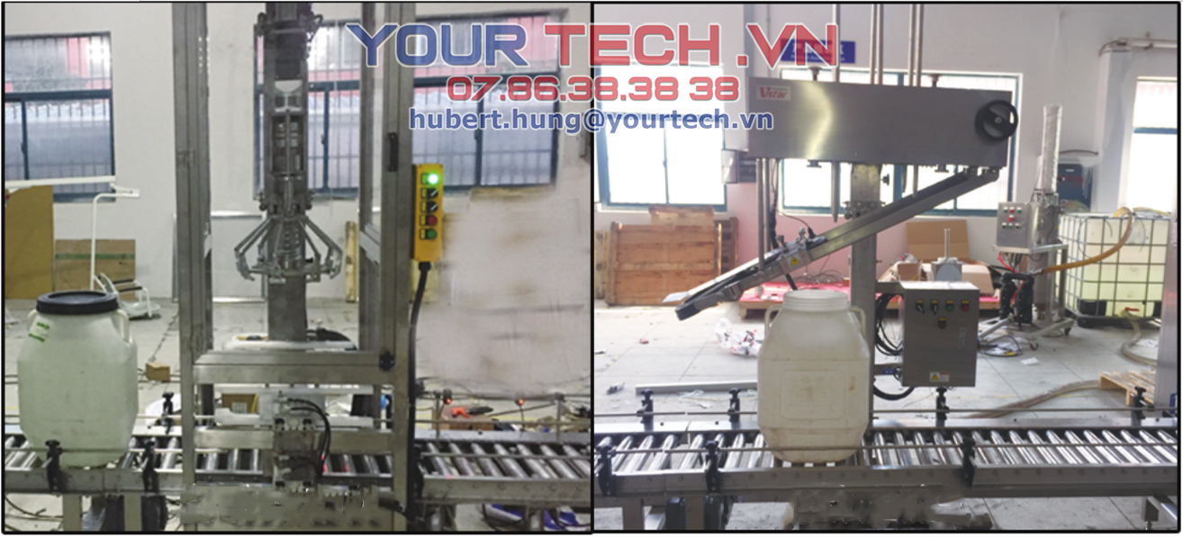Máy chiết rót, đóng gói chất lỏng chủ yếu được sử dụng trong các ngành công nghiệp như Sơn, Mực In, …. phù hợp cho việc đóng gói và đóng nắp tự động với nhiều dung tích khác nhau 1-5L, 10 – 20L, 50L, 100L, 200L,…