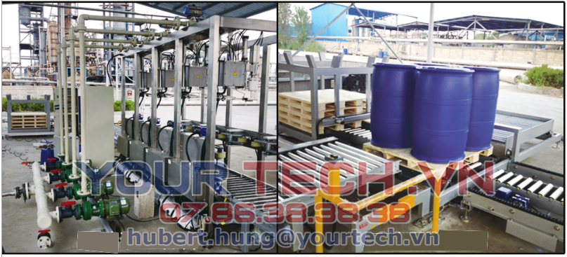 Máy chiết rót, đóng gói chất lỏng chủ yếu được sử dụng trong các ngành công nghiệp như Sơn, Mực In, …. phù hợp cho việc đóng gói và đóng nắp tự động với nhiều dung tích khác nhau 1-5L, 10 – 20L, 50L, 100L, 200L,…